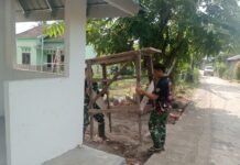 Finishing Pos Kamling Dikebut, Satgas TMMD Kodim 0418/Palembang Siapkan Fasilitas Keamanan Warga