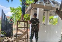 Hari ke-16 TMMD Ke-129, Kodim 0418/Palembang Matangkan Finishing Pos Kamling di Talang Jambi