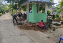 Satgas TMMD Ke-129 Kodim 0418/Palembang Tuntaskan Tahap Akhir Pembangunan Poskamling Bersama Warga