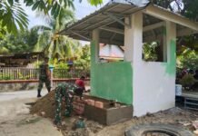 Hari Ke-21 TMMD, Satgas Kodim 0418/Palembang Kebut Penyelesaian Poskamling di Talang Jambe
